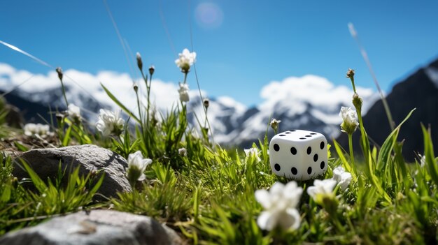 Abstract 3d dice with nature landscape