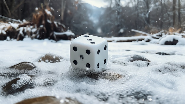 Abstract 3d dice with nature landscape