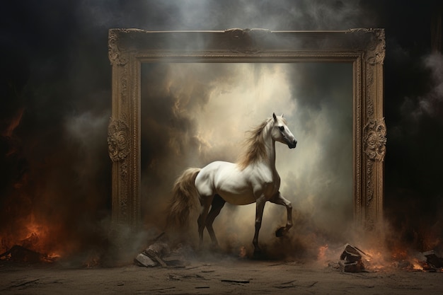 Free photo abstract 3d painting coming to life with horse