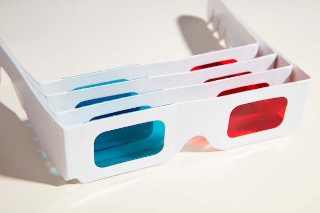 Free photo abstract arrangement of 3d glasses