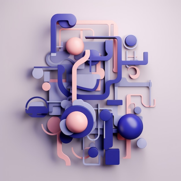 Free Photo abstract art made from 3d geometric shapes