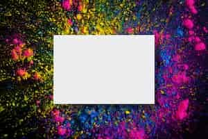 Free photo abstract background of holi color explosion with empty frame