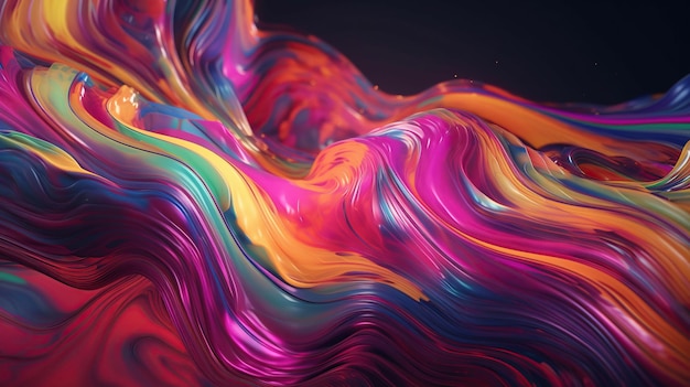 Abstract background iridescent holographic foil metallic texture ultraviolet wavy wallpaper fluid ripples liquid metal surface esoteric aura spectrum bright hue colors generative Ai