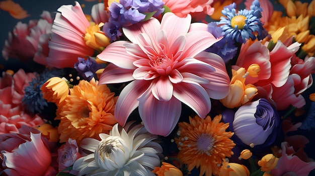 Free photo abstract background with 3d flowers