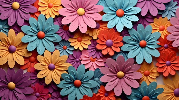 Abstract background with 3d flowers