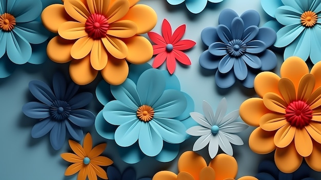 Free photo abstract background with 3d flowers