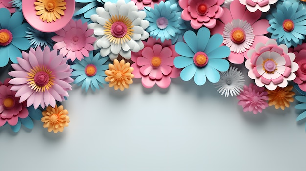 Free photo abstract background with 3d flowers