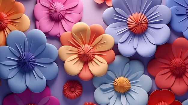 Free photo abstract background with 3d flowers