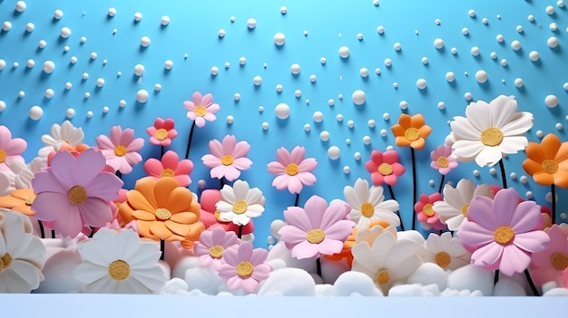 Free photo abstract background with 3d flowers