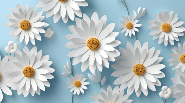 Free photo abstract background with 3d flowers