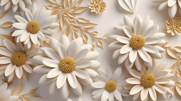 Free photo abstract background with 3d flowers