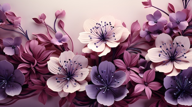 Free photo abstract background with 3d flowers