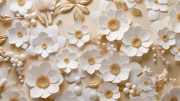 Free photo abstract background with 3d flowers