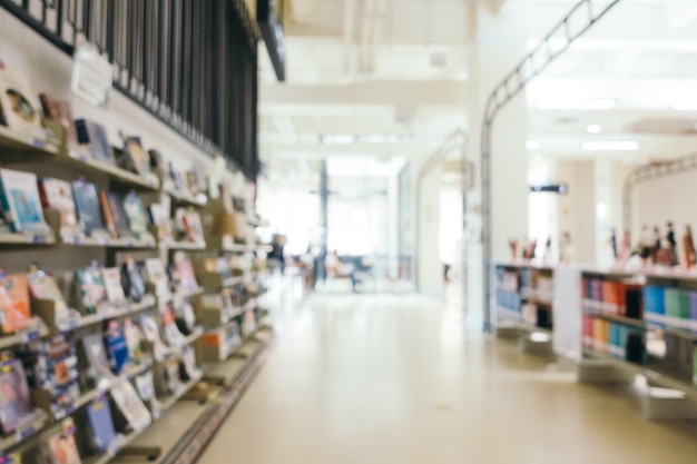 Abstract blur and defocused bookshelf in library