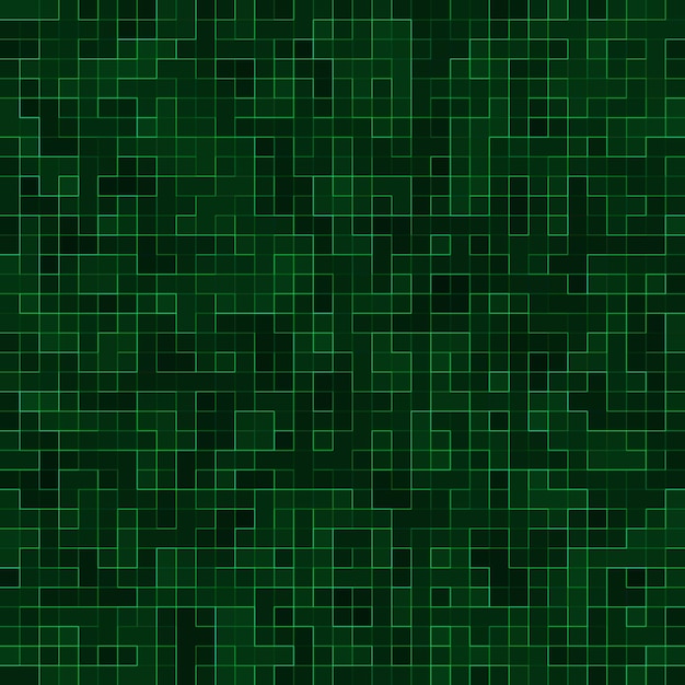 Abstract bright green square pixel tile mosaic wall background and texture.