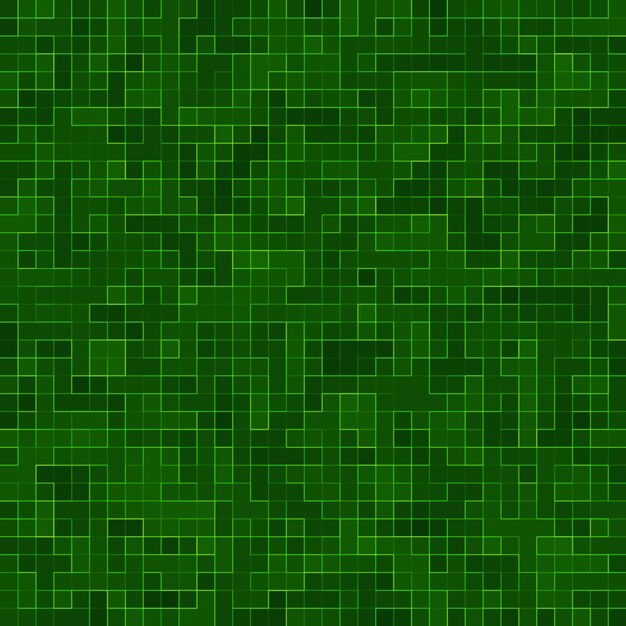 Abstract bright green square pixel tile mosaic wall background and texture.