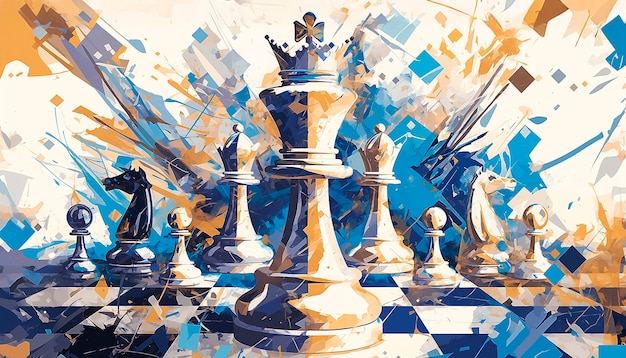 Free Photo abstract chess pieces in digital art style