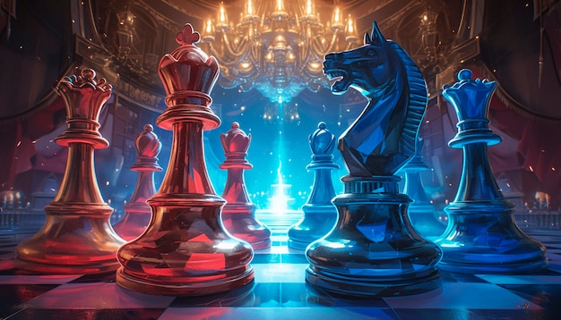 Free photo abstract chess pieces in digital art style