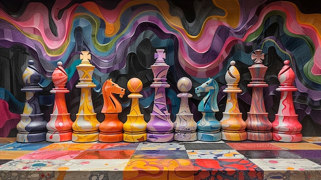 Free photo abstract chess pieces in digital art style