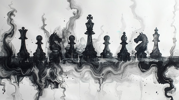 Free Photo abstract chess pieces in digital art style