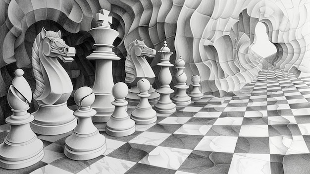 Free photo abstract chess pieces in digital art style