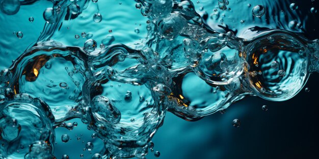 Abstract CloseUp of Water Flow and Bubbles