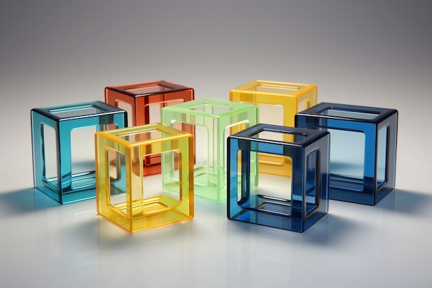 Free Photo abstract colorful cube shapes sculpture