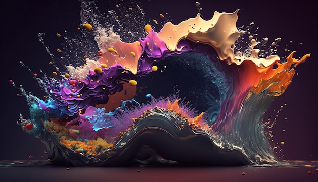 Free Photo abstract colorful splash 3d background generative ai background