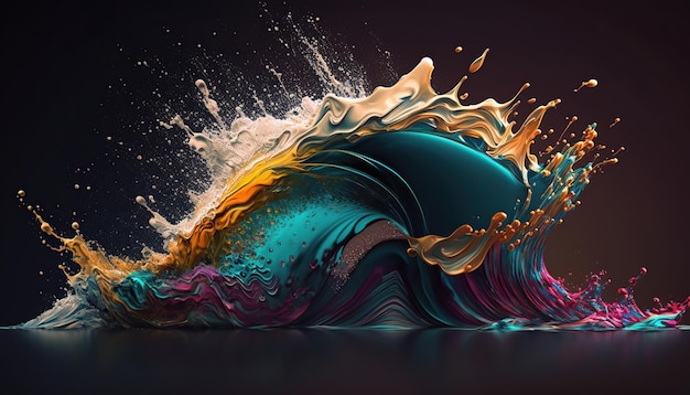 Free Photo abstract colorful splash 3d background generative ai background