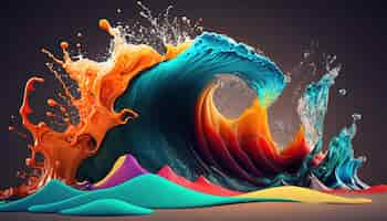 Free photo abstract colorful splash 3d background generative ai background