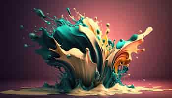 Free photo abstract colorful splash 3d background generative ai background