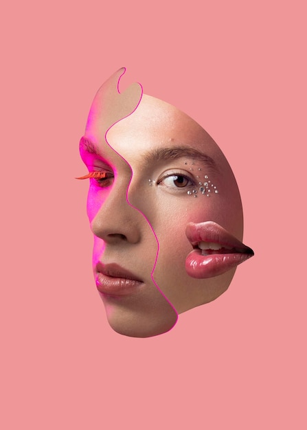 Abstract  combination of facial features