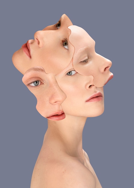 Free photo abstract  combination of facial features