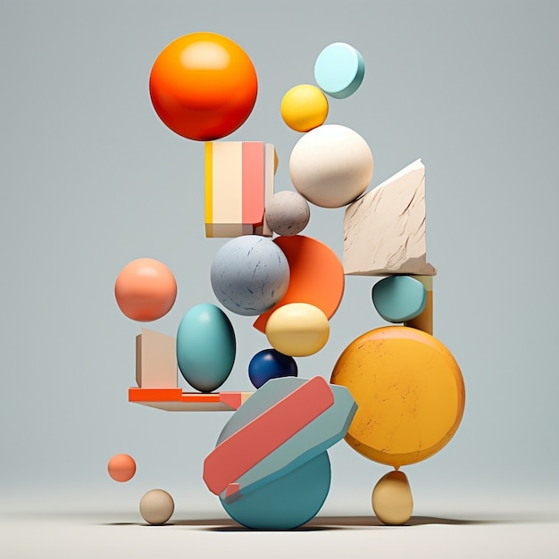 Abstract creation made from 3d geometric shapes