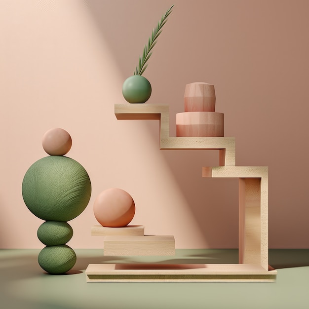 Abstract creation made from 3d geometric shapes