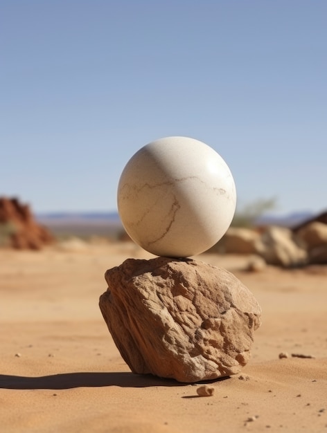 Abstract creative 3d sphere with desert landscape