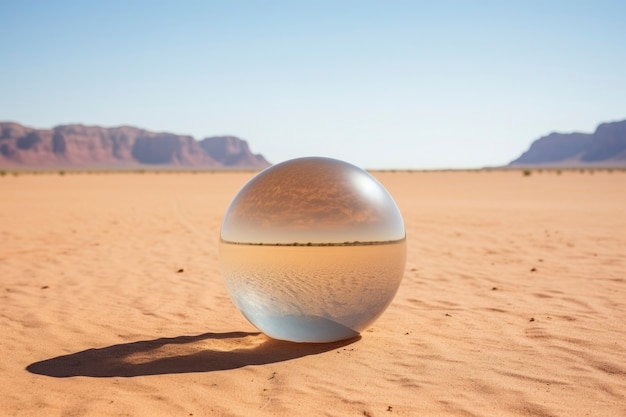 Free Photo abstract creative 3d sphere with desert landscape