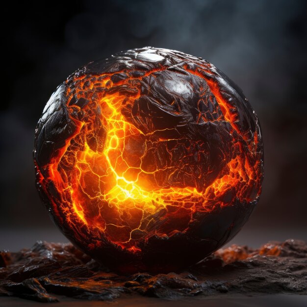 Abstract creative 3d sphere with fire effect