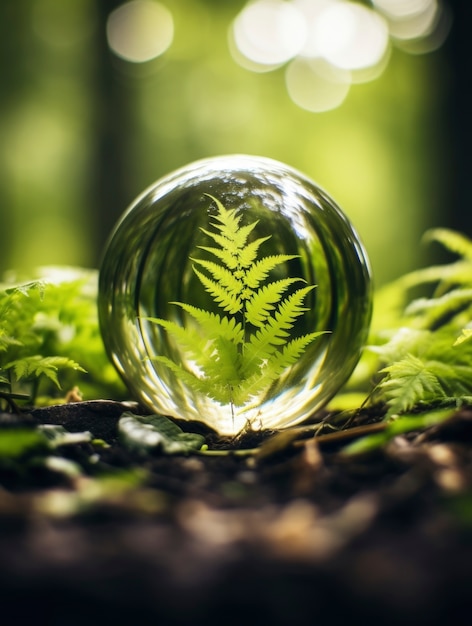 Abstract creative 3d sphere with vegetation