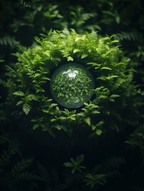 Abstract creative 3d sphere with vegetation