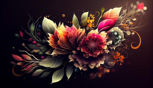 Free photo abstract decoration of colorful floral pattern on wallpaper generated by ai