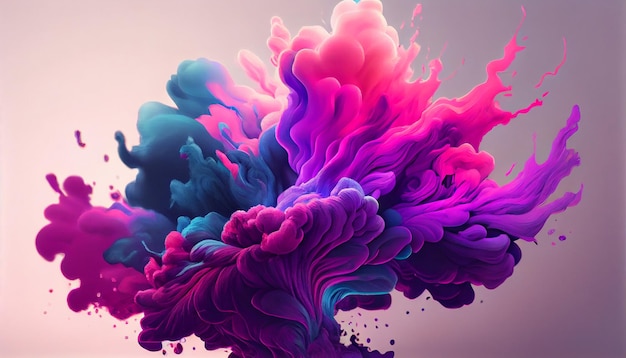 Abstract design of colorful ink waves flowing underwater generated by AI