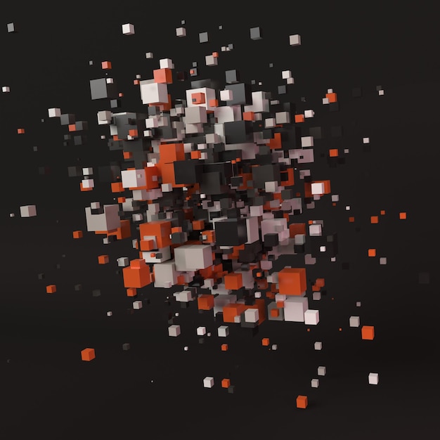 Free Photo abstract exploding cubes background