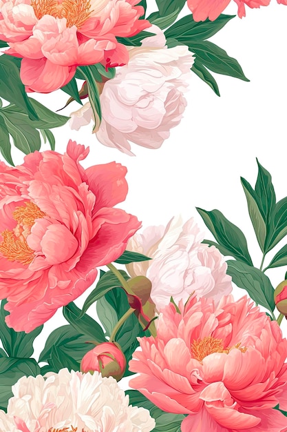 Free Photo abstract floral art background template botanical watercolor vector floral illustrations of buds leaves pastel tonesframe seamless pattern peony for wedding invitation greeting card or poster