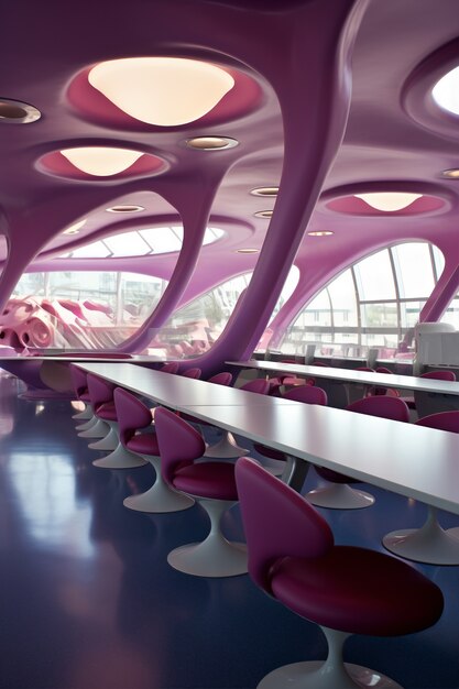 Abstract futuristic school classroom