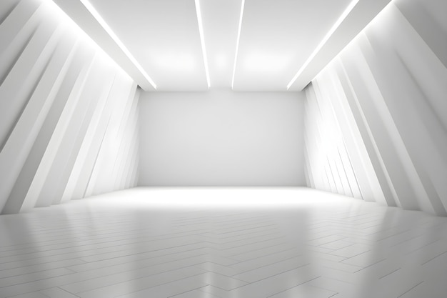 Free photo abstract geometrically 3d empty wall with smooth light floor and beautiful lighting