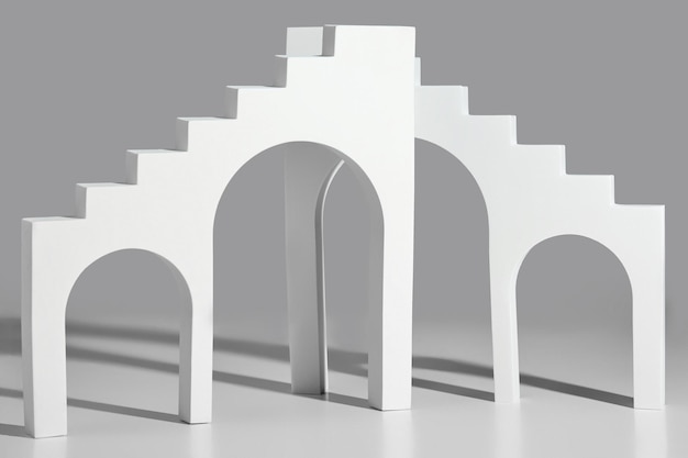 Free photo abstract gray background with arched stairs, podium mockup