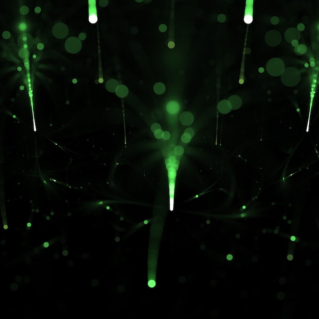 Abstract green falling lights background