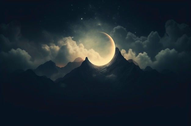 Free photo abstract landscape with photorealistic view of moon