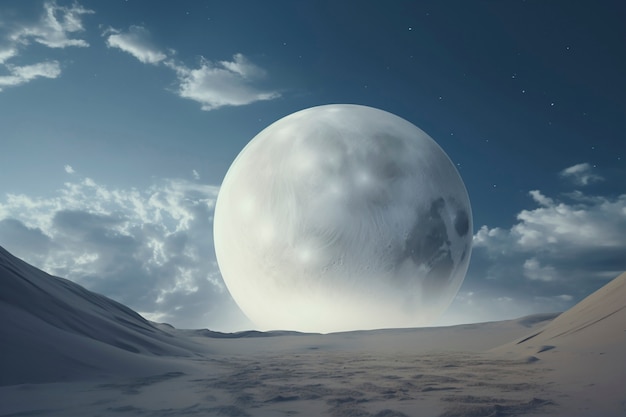 Free Photo abstract landscape with photorealistic view of moon